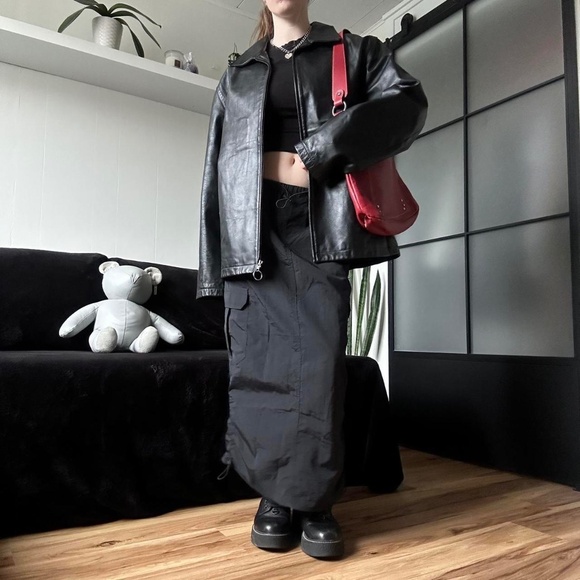 Vintage Black Genuine Leather Collared Jacket - Picture 1 of 8